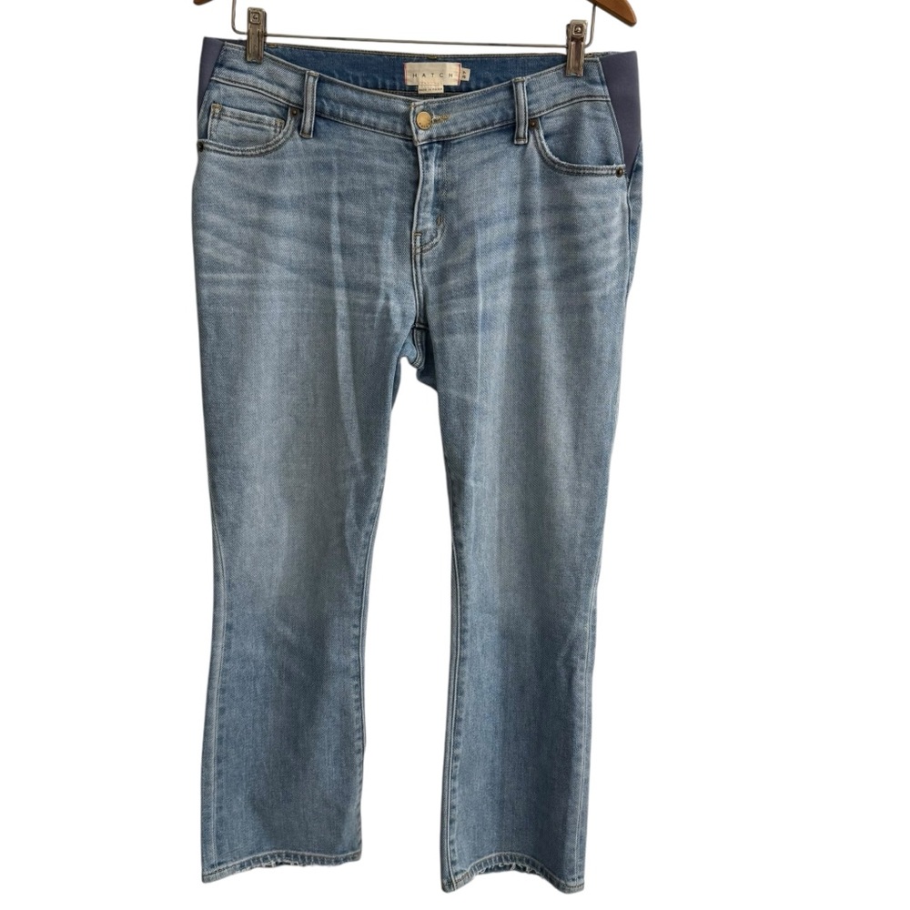 Hatch Women's Straight Leg Jeans in Light Blue Wash